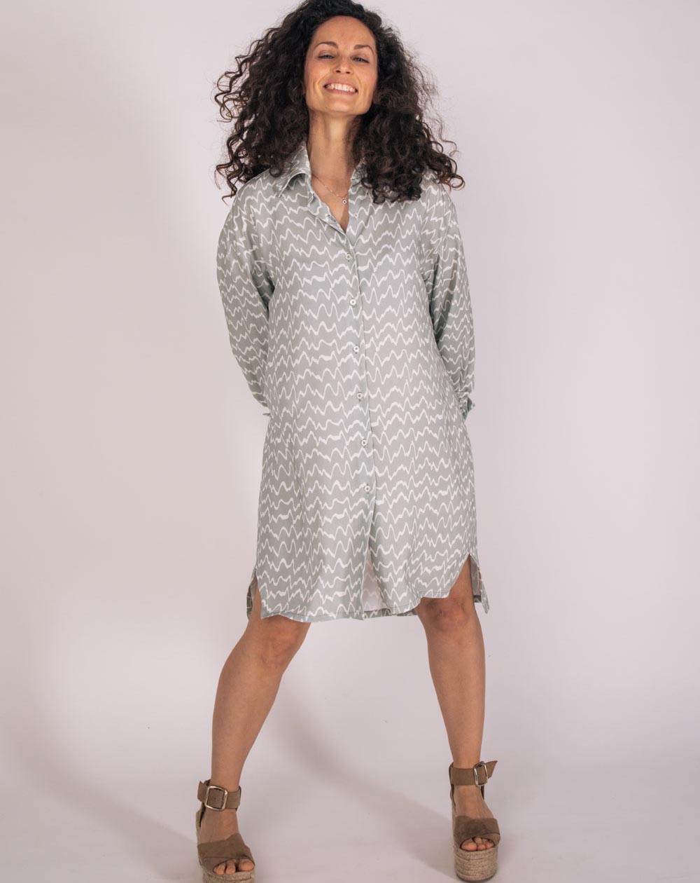 Robe Chemise Oversize Zazum Imprimé Vagues -face