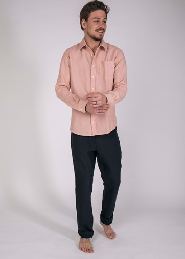 Chemise Zeus Homme en 100% Lin Made in France Rose