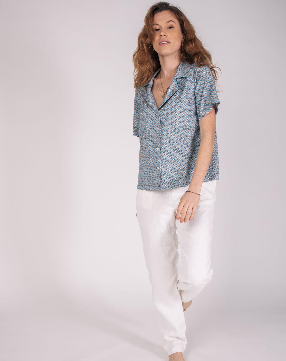 Chemisier à col cubain Zavi 100% Ecovero 3