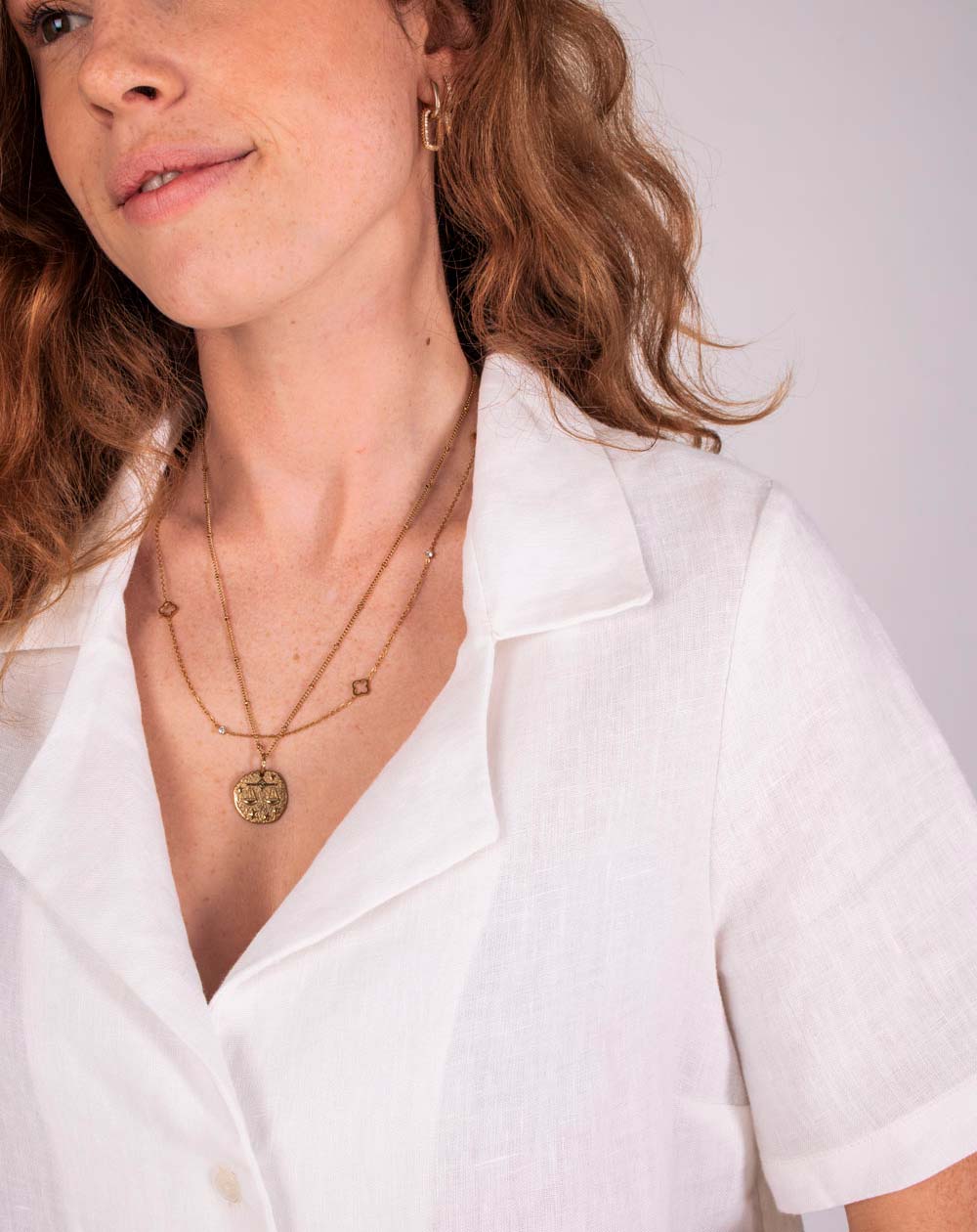 Chemisier à col cubain Zavi 100% Lin 3