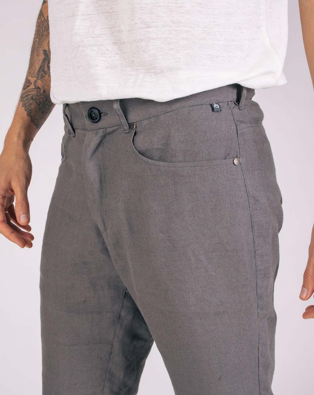 Pantalon Zanzibar Droit Homme en 100% Lin Plomb 3