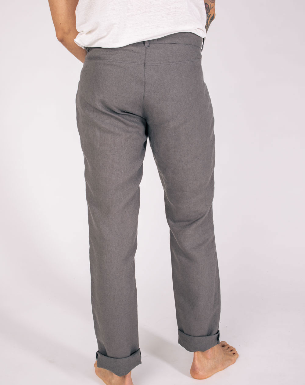 Pantalon Zanzibar Droit Homme en 100% Lin Plomb 4