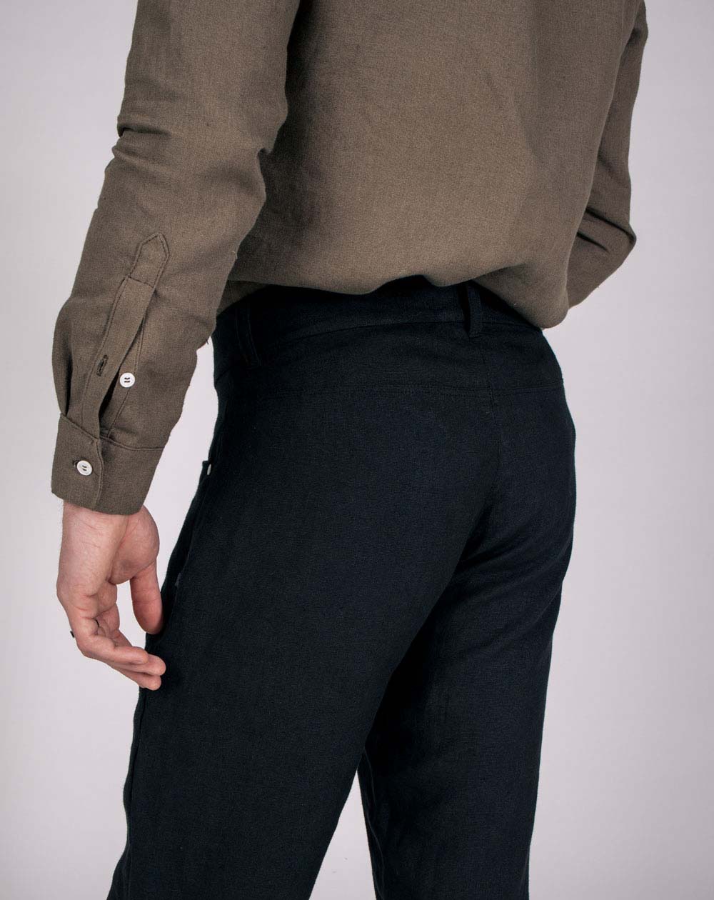 Pantalon Zanzibar Droit Homme en 100% Lin Noir 3