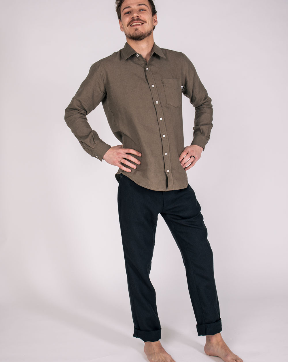 Pantalon Zanzibar Droit Homme en 100% Lin Noir 2