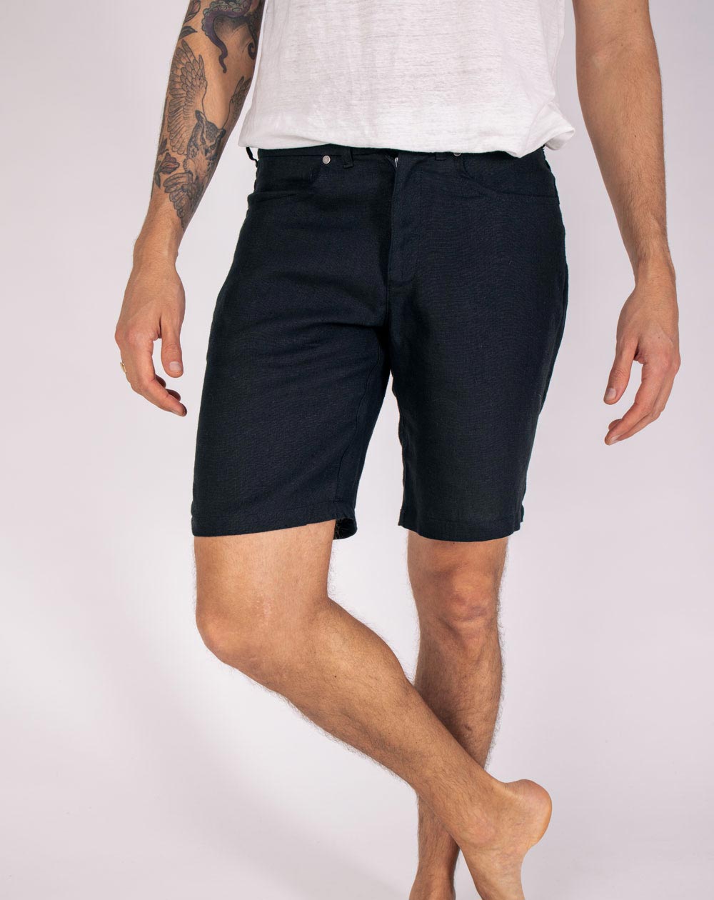 Short Ziggy Homme en 100% Lin Noir  2