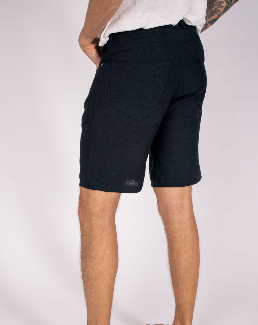 Short Ziggy Homme en 100% Lin Noir  3