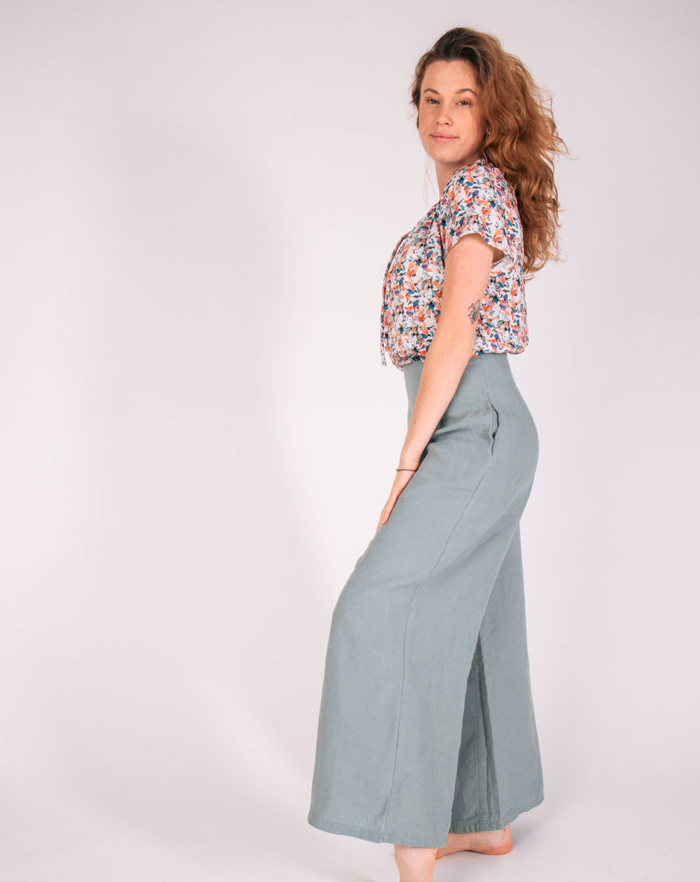 PANTALON ZOVE AATISE - 100% Lin Gris 2
