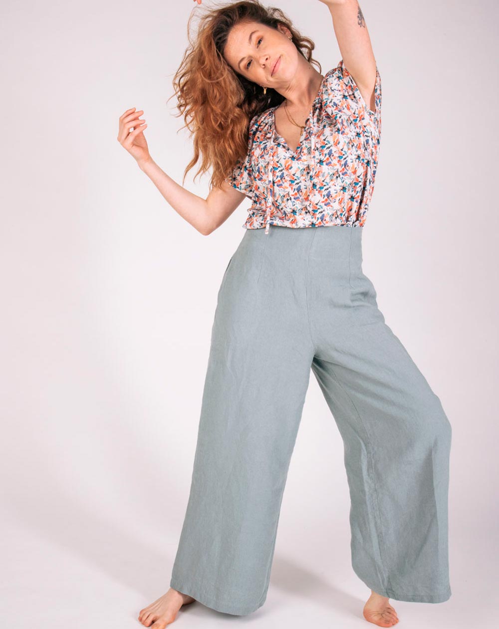 PANTALON ZOVE AATISE - 100% Lin Gris 3