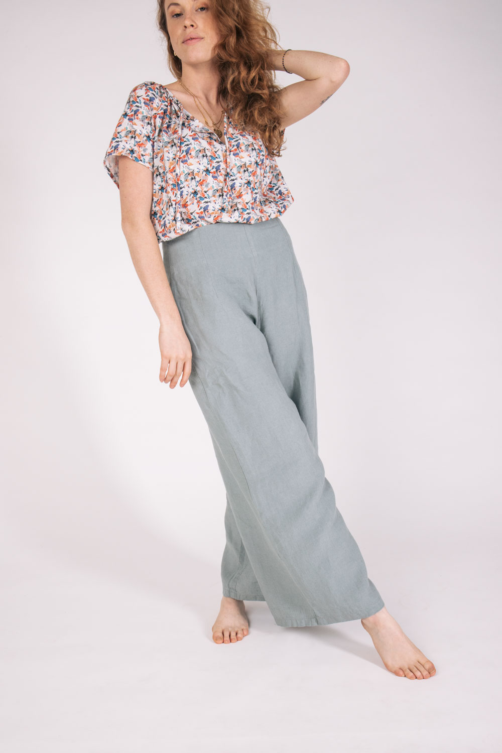 PANTALON ZOVE AATISE - 100% Lin Gris 4