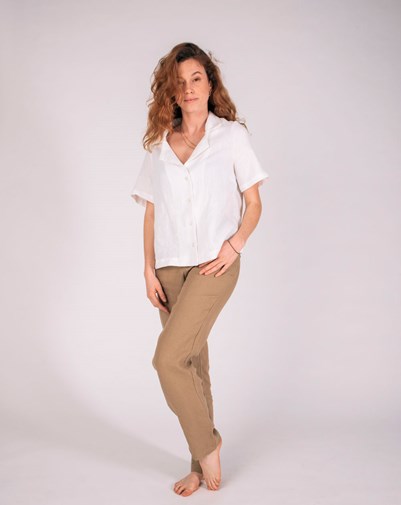 Pantalon Zigarette en 100%  Lin  