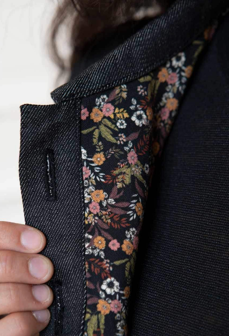 détail du tissu à l'intérieur de la veste ZEANE