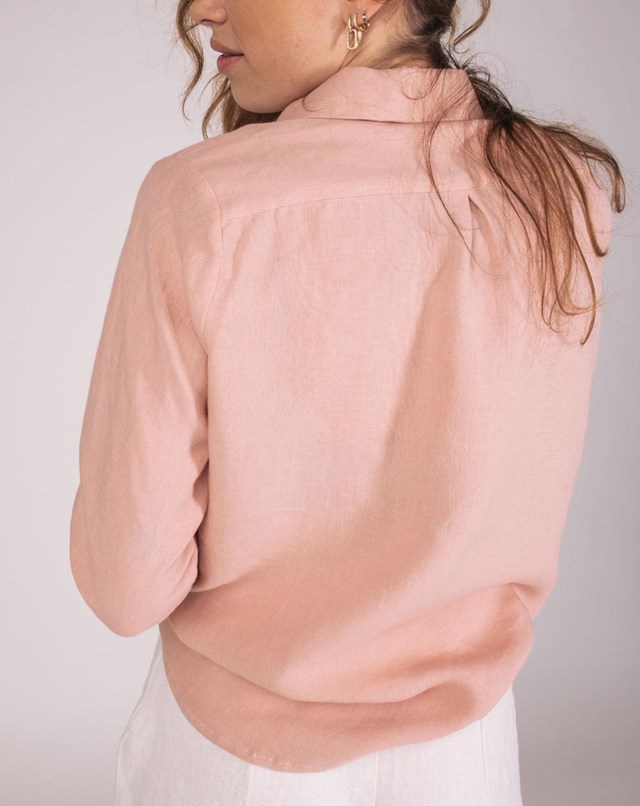 Chemise Aatise en lin rose Femme Made in France dos