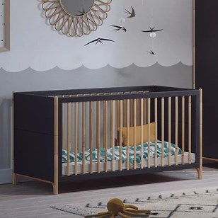 Lit bébé évolutif en bois Océane Ardoise - 70x140cm
