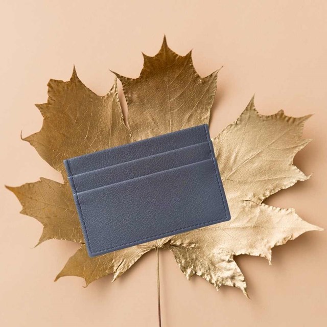 Porte-cartes plat en cuir de pomme bleu-nuit - Idée cadeau 7