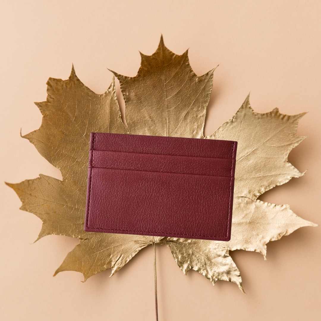 Porte-cartes plat en cuir de pomme noir - Idée cadeau 8