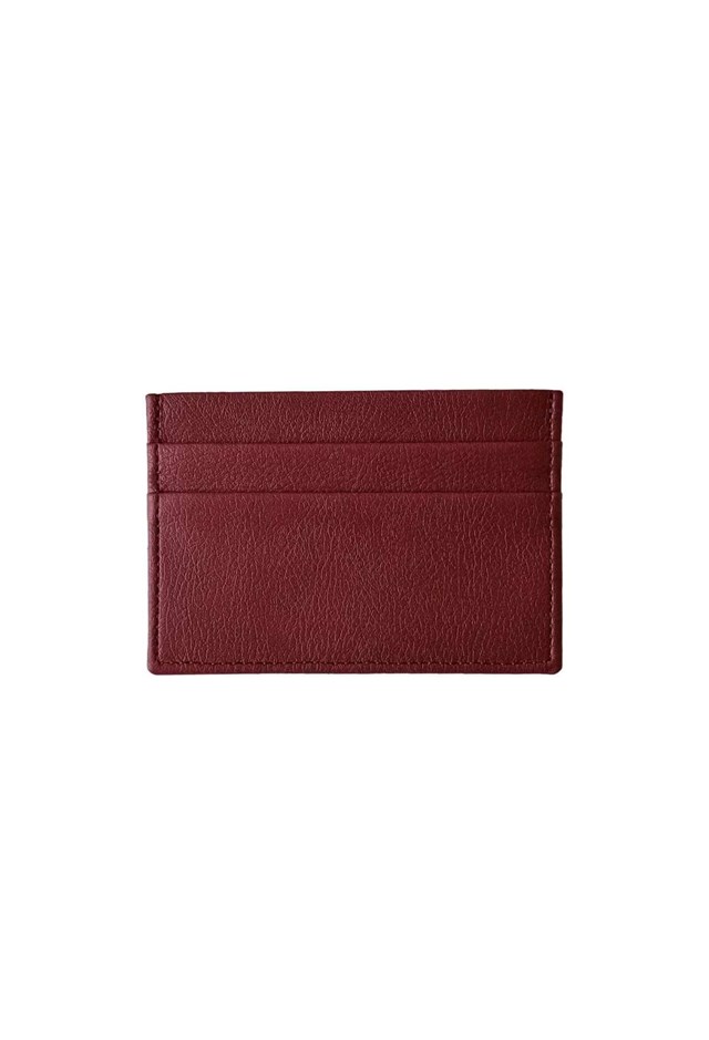 Porte-cartes plat en cuir de pomme bordeaux - Idée cadeau 14