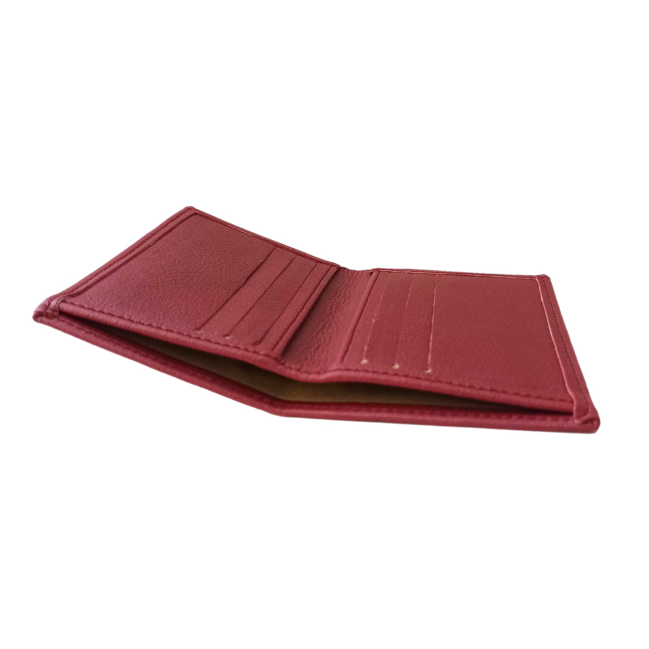 Porte-cartes en cuir de pomme bordeaux - Idée cadeau 9