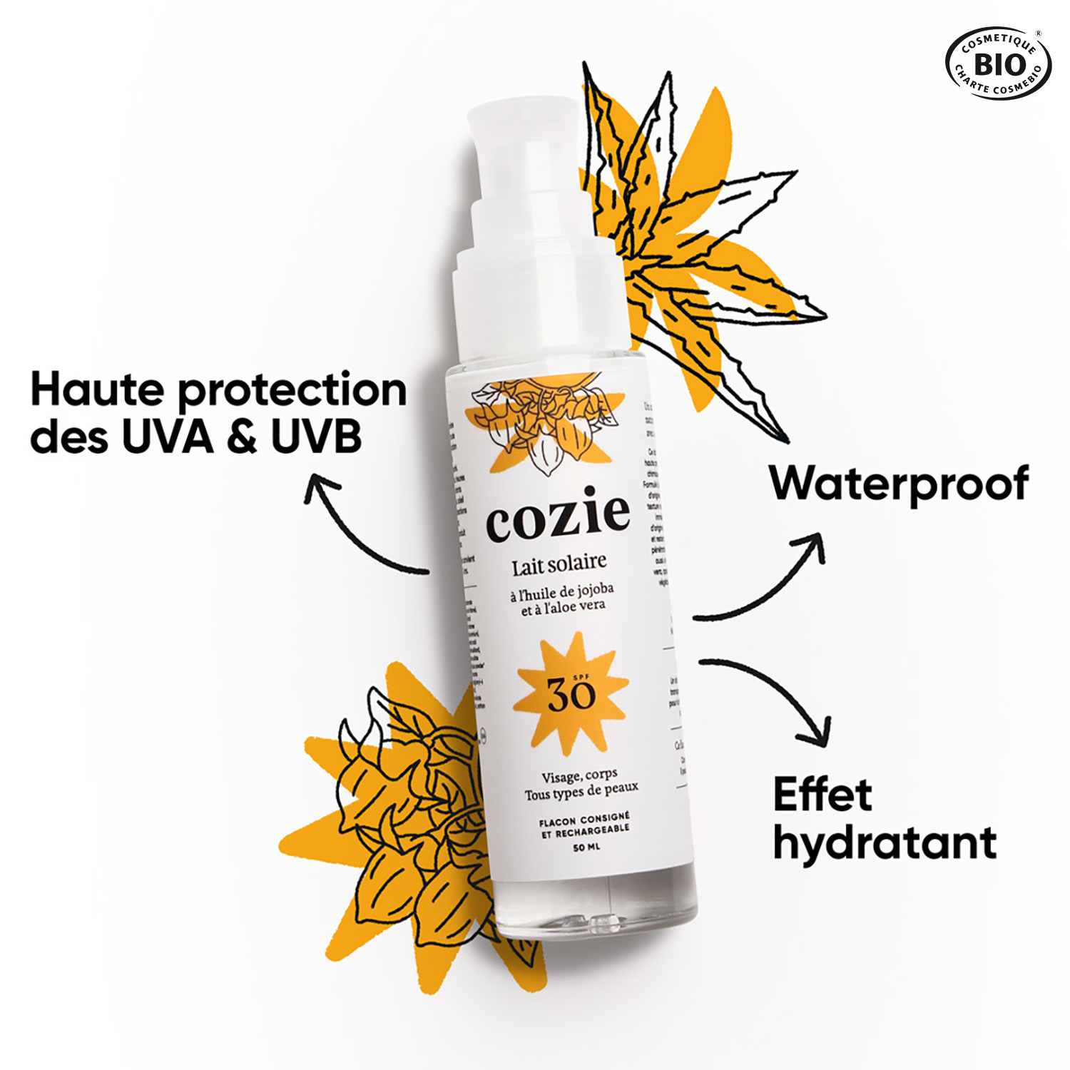 Lait solaire SPF 30 - Aloe vera et huile de jojoba - 50ml 3