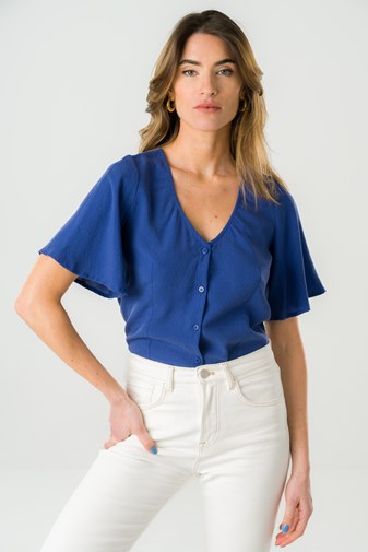 Blouse réversible Lys Tencel - Bleu roi