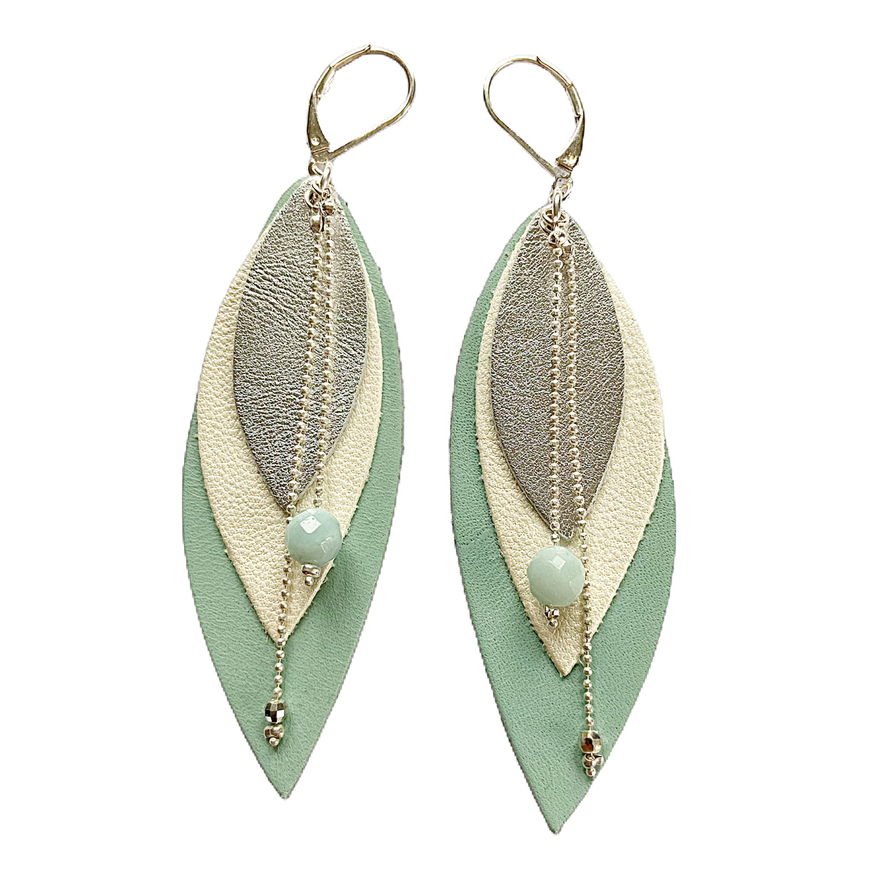 Boucles d'oreilles en cuir POP Menthe 4