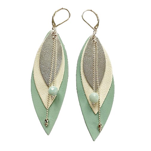 Boucles d'oreilles en cuir POP Menthe