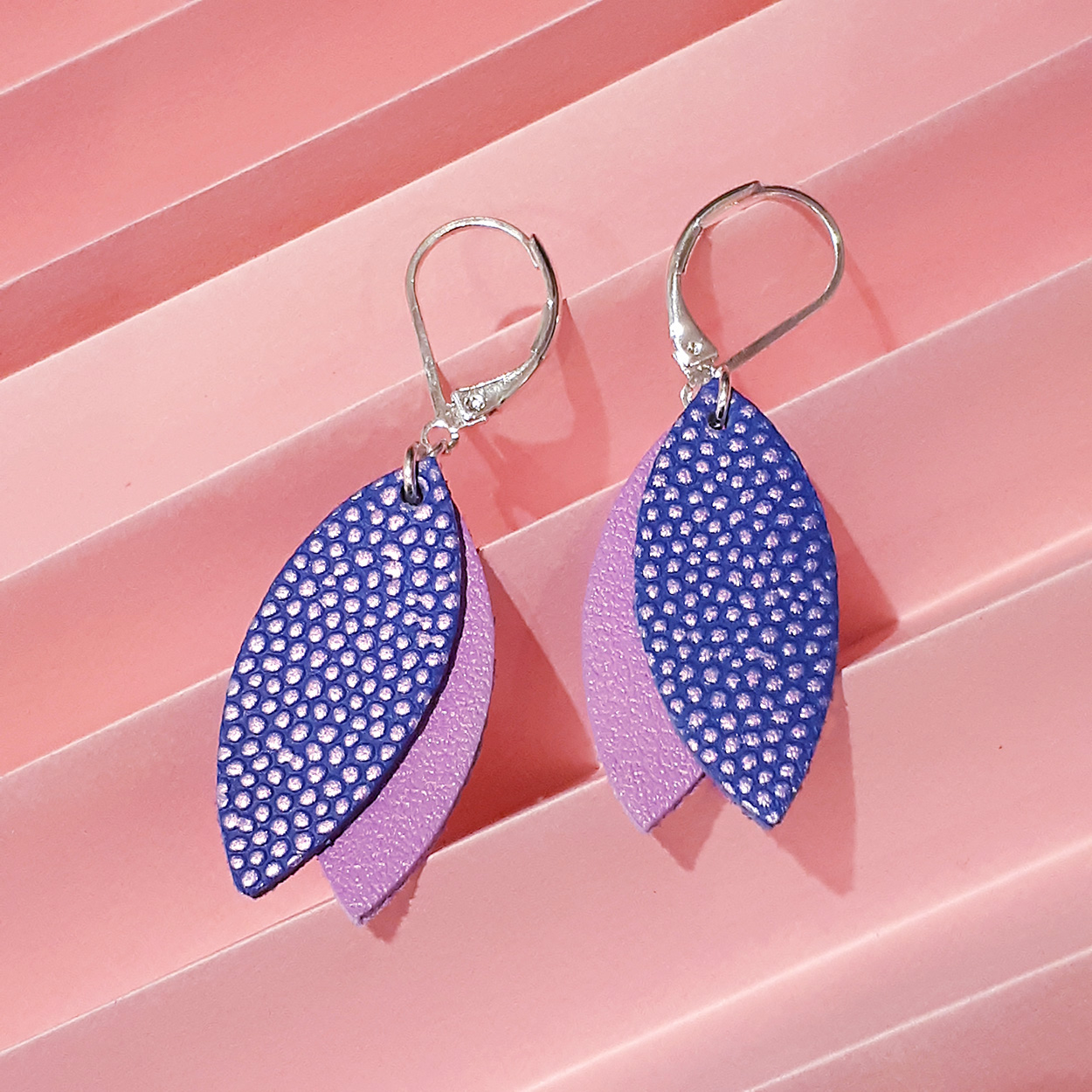 Boucles d'oreilles en cuir MINI-PETALE Parme 5