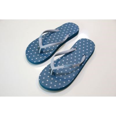 Tongs éthiques & écologiques bleues pois gris 2