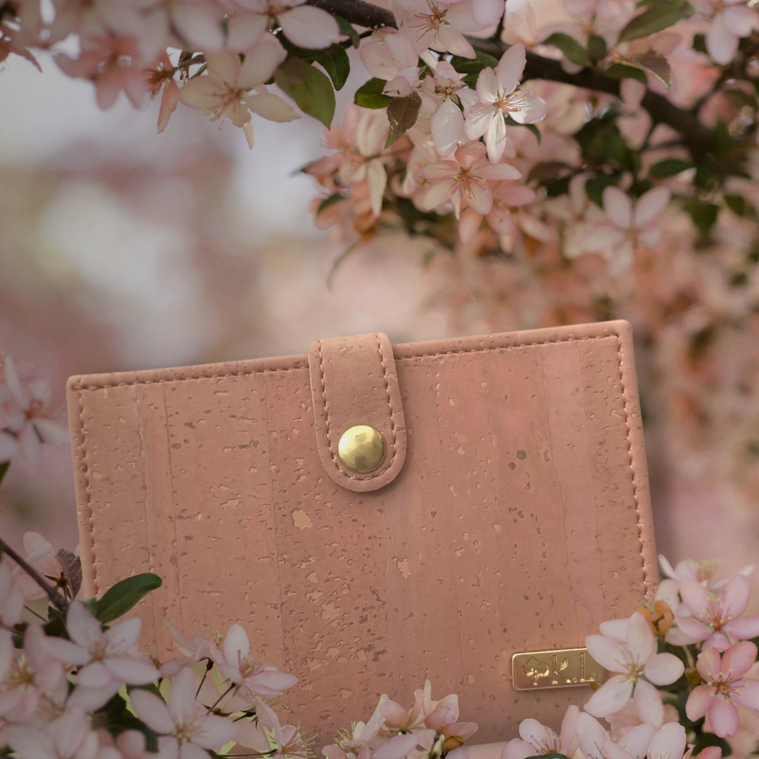 portefeuille en liège rose karmyliege