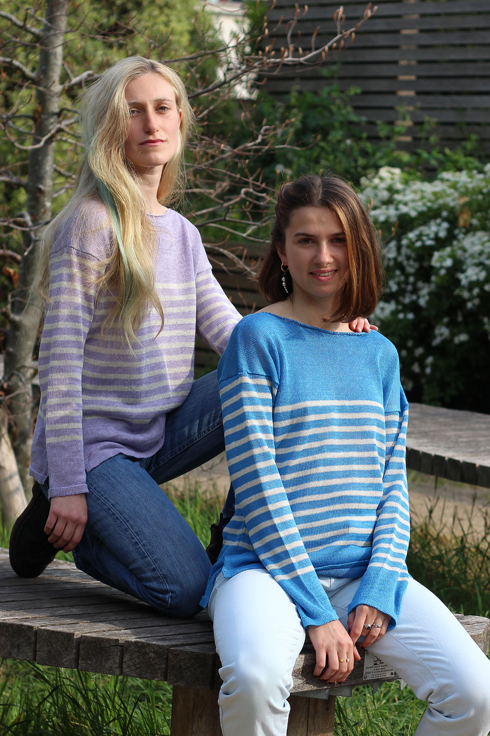 Marinière col bateau 100% lin - BLEU NUIT/LIN 8