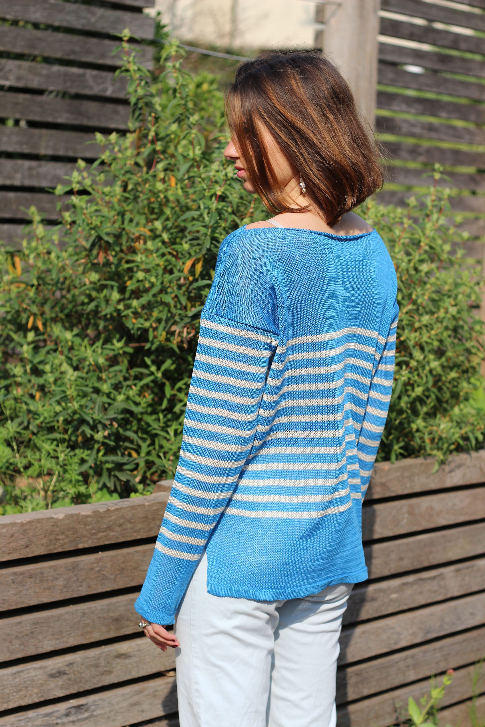 Marinière col bateau 100% lin - BLEU NUIT/LIN 9