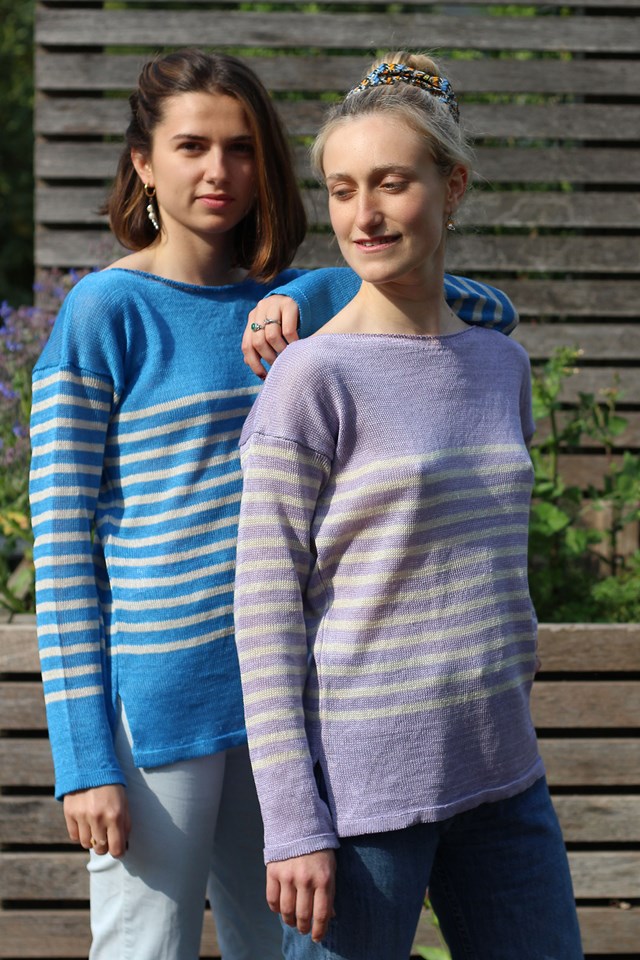 Marinière col bateau 100% lin - LIN/ORANGE 7