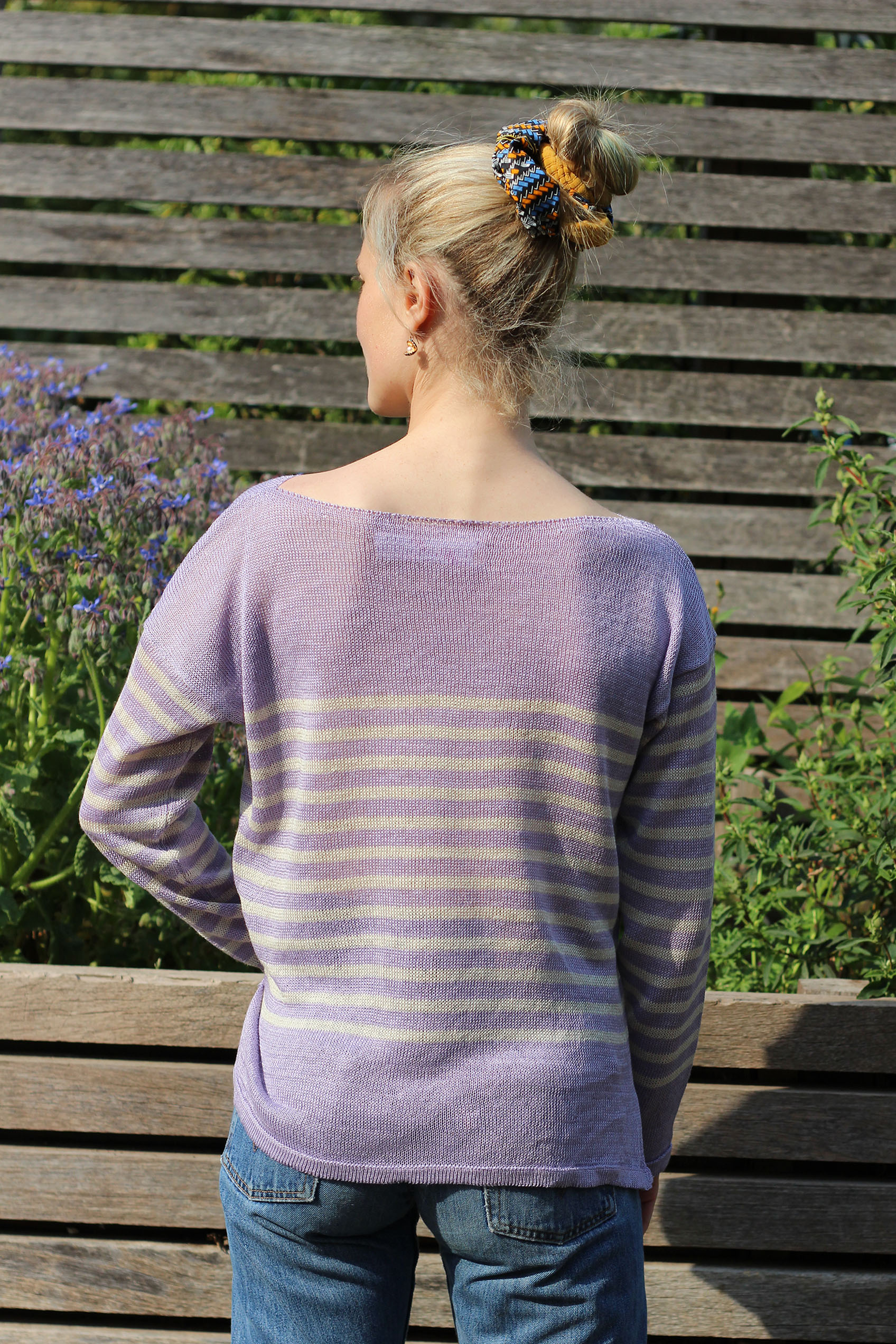 Marinière col bateau 100% lin - BLEU NUIT/LIN 10