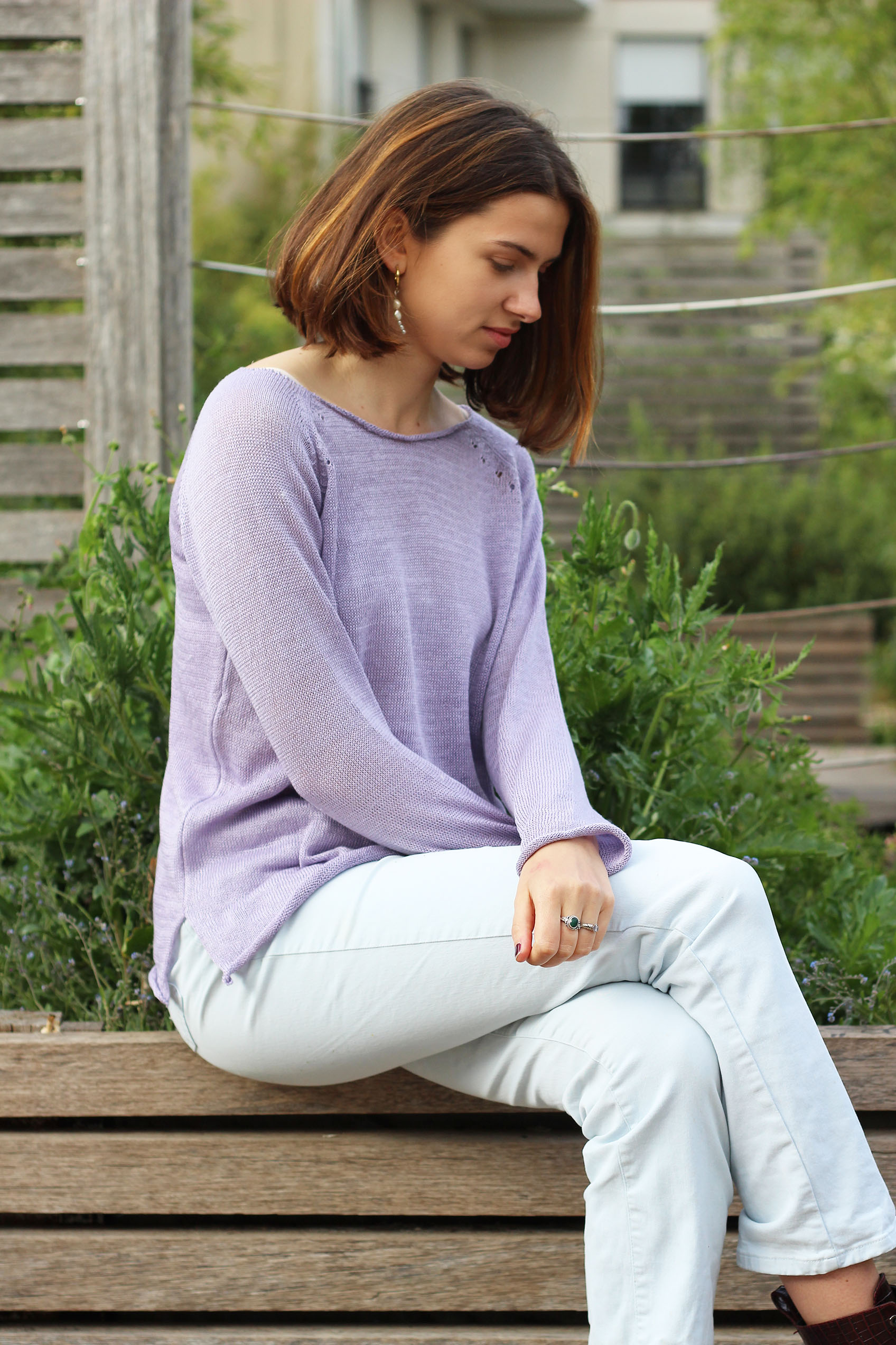 Pull Oseille col bateau 100% lin, Made in France - CITROUILLE 10