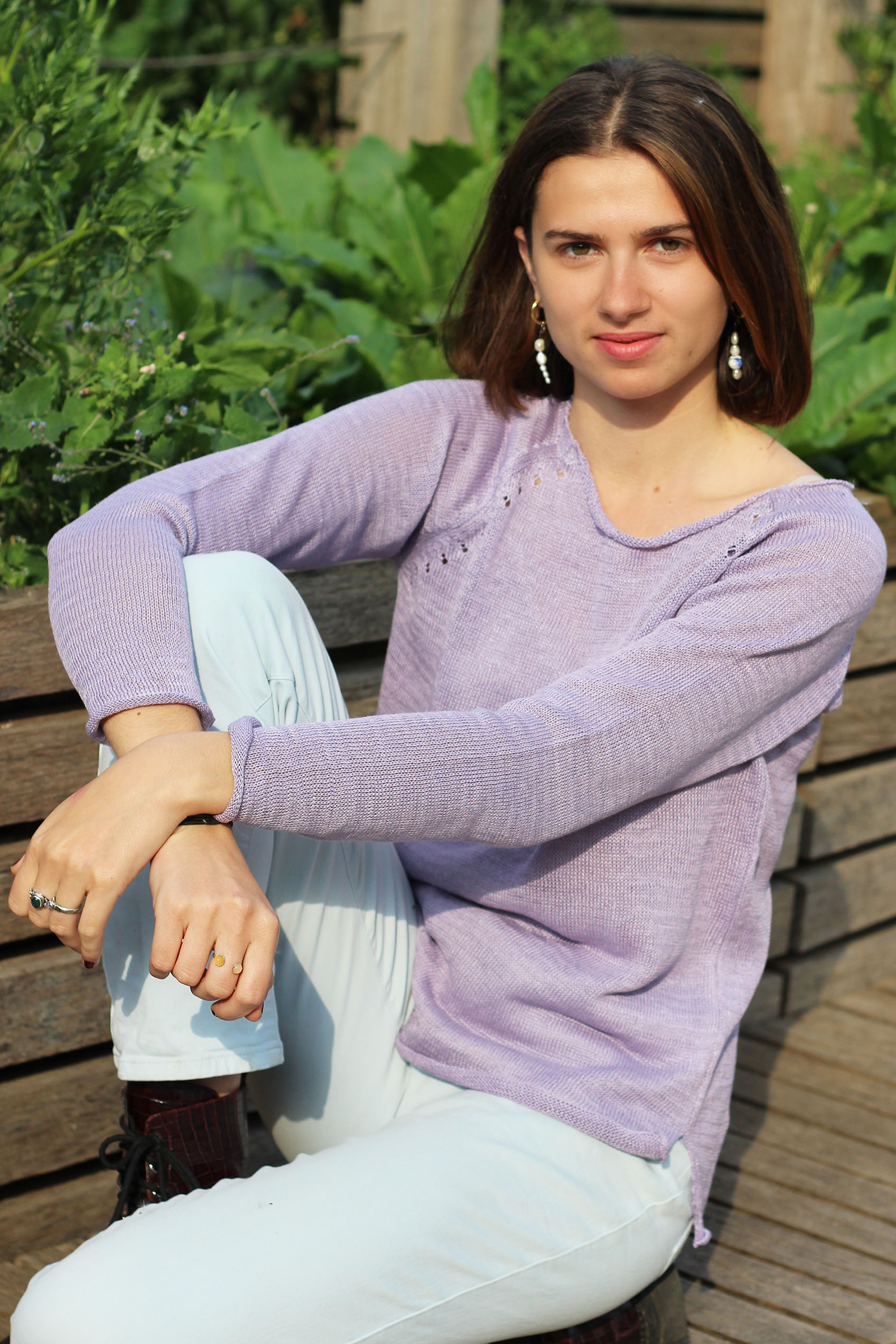 Pull Oseille col bateau 100% lin, Made in France - CITROUILLE 8