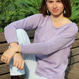 Pull Oseille col bateau 100% lin, Made in France   - VIOLINE
