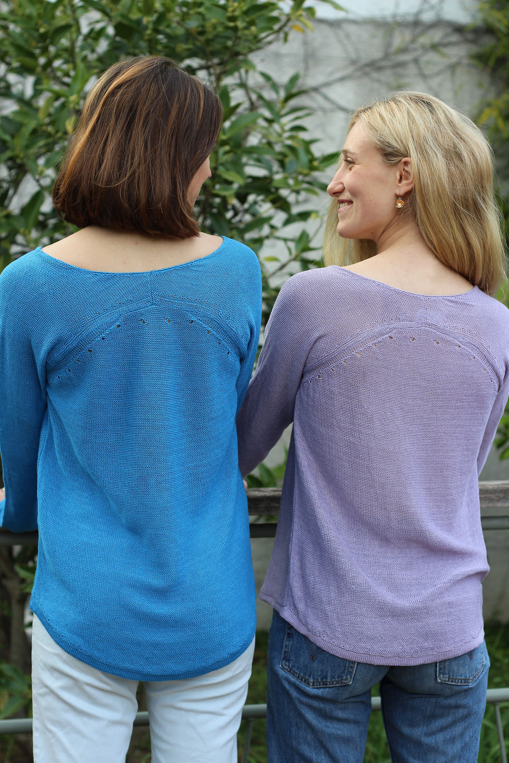 Pull persil col V 100% lin  -BLEU ROY - 100% Made in France 12