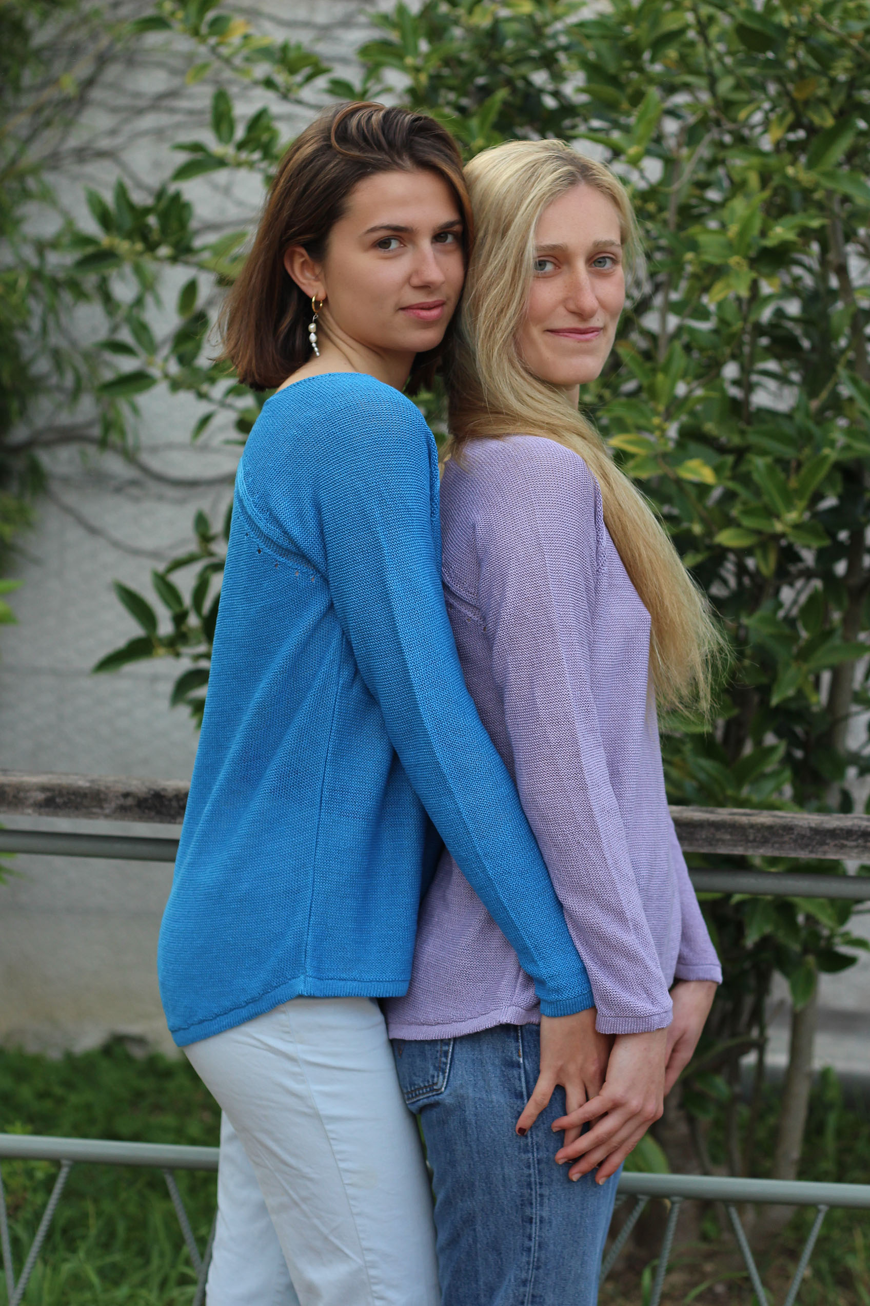 Pull persil col V 100% lin  -BLEU ROY - 100% Made in France 11