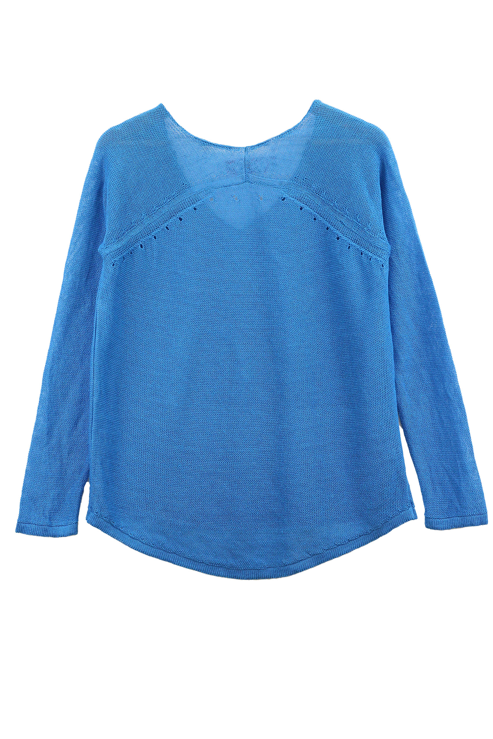 Pull persil col V 100% lin  -BLEU ROY - 100% Made in France 5