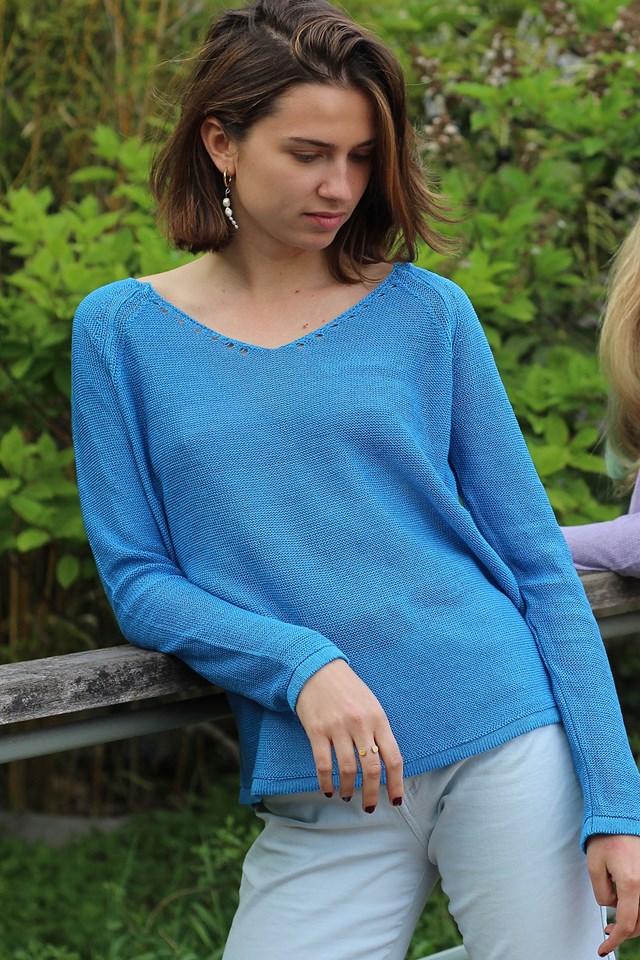Pull persil col V 100% lin  -CITROUILLE - 100% Made in France 8