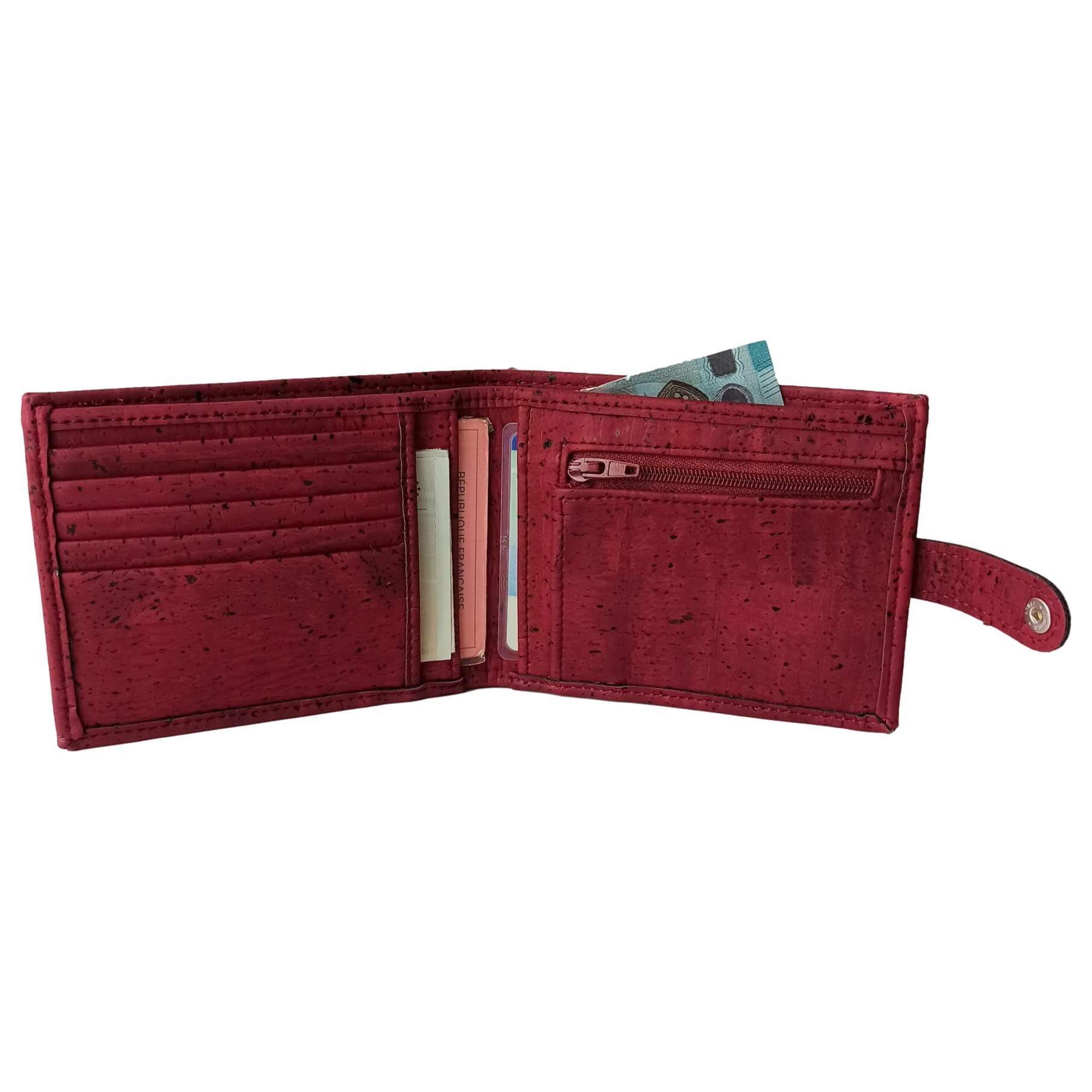 Portefeuille en liège marron avec zip, Roman 5