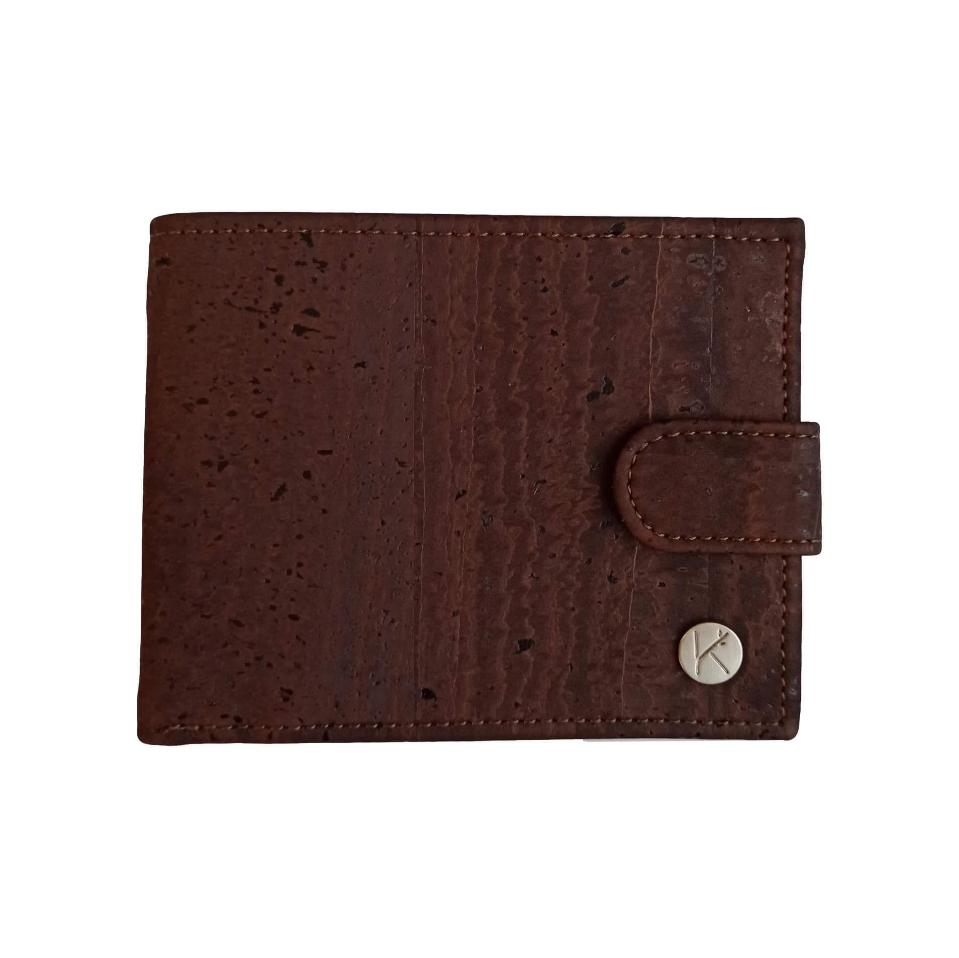 Portefeuille en liège marron avec zip, Roman 15