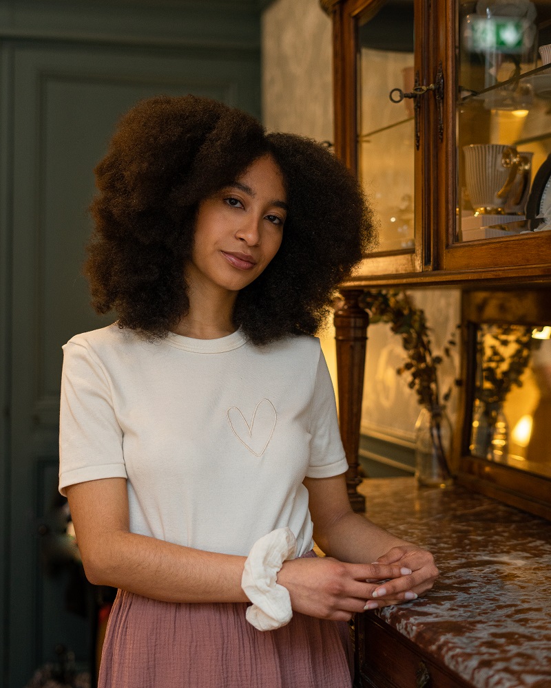 T - shirt femme coton bio fabriqué en France brodé Cœur 4