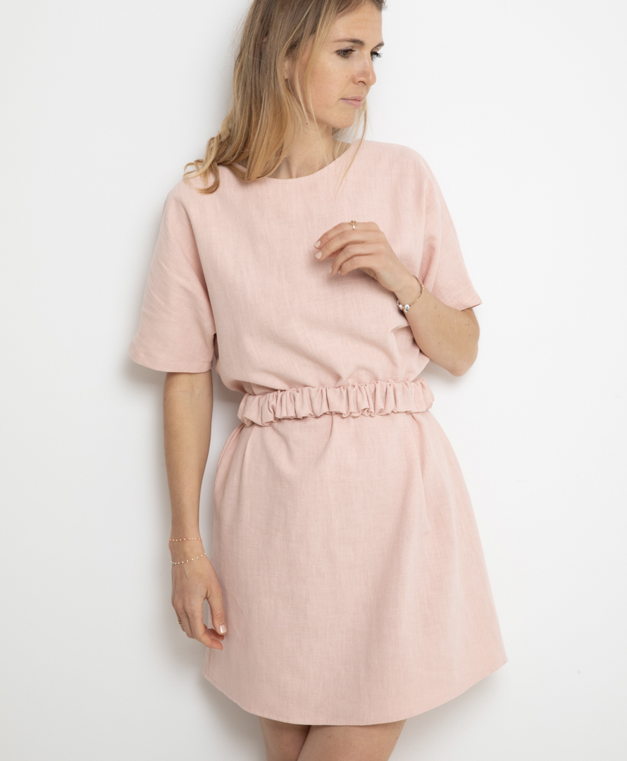 Robe Rose Poudré - 100% Lin - fabriquée en France