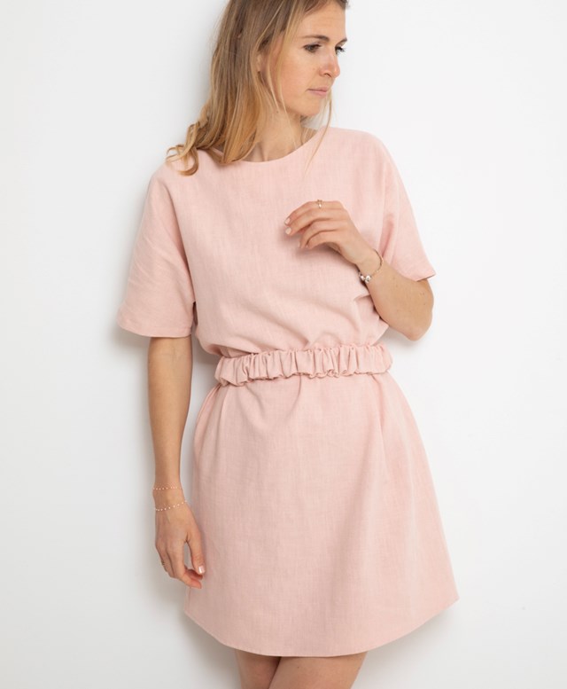 Robe Rose Poudré - 100% Lin - fabriquée en France