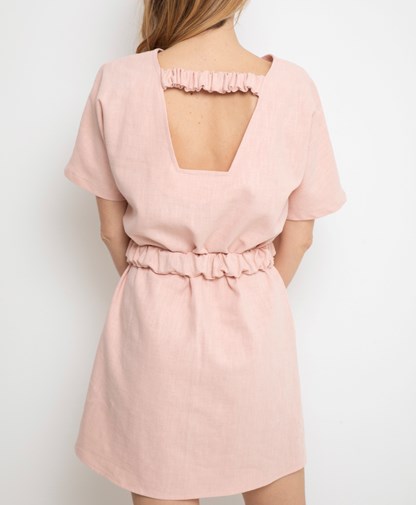 Robe Rose Poudré - 100% Lin - Romane