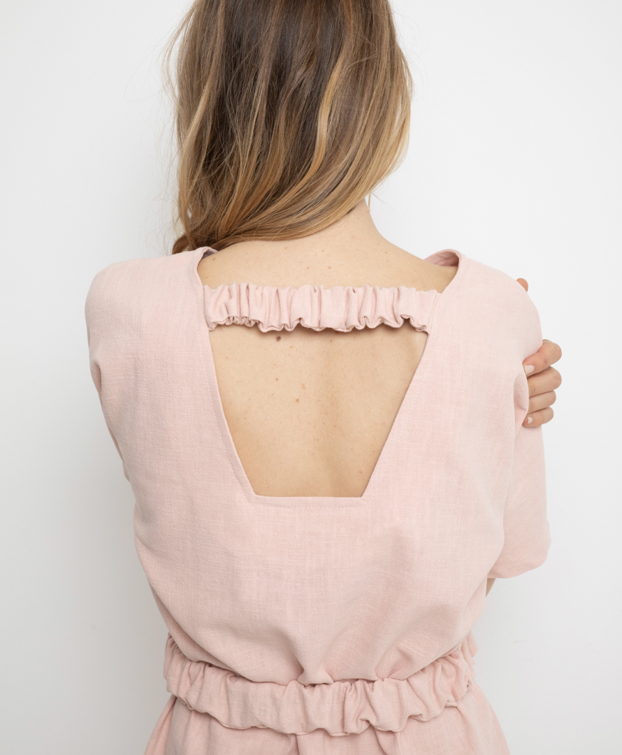 Robe Rose Poudré - 100% Lin - sur-mesure