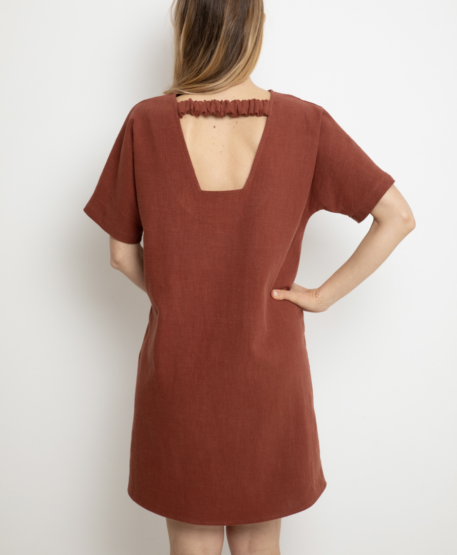 Robe Sépia - 100% Lin dos nu