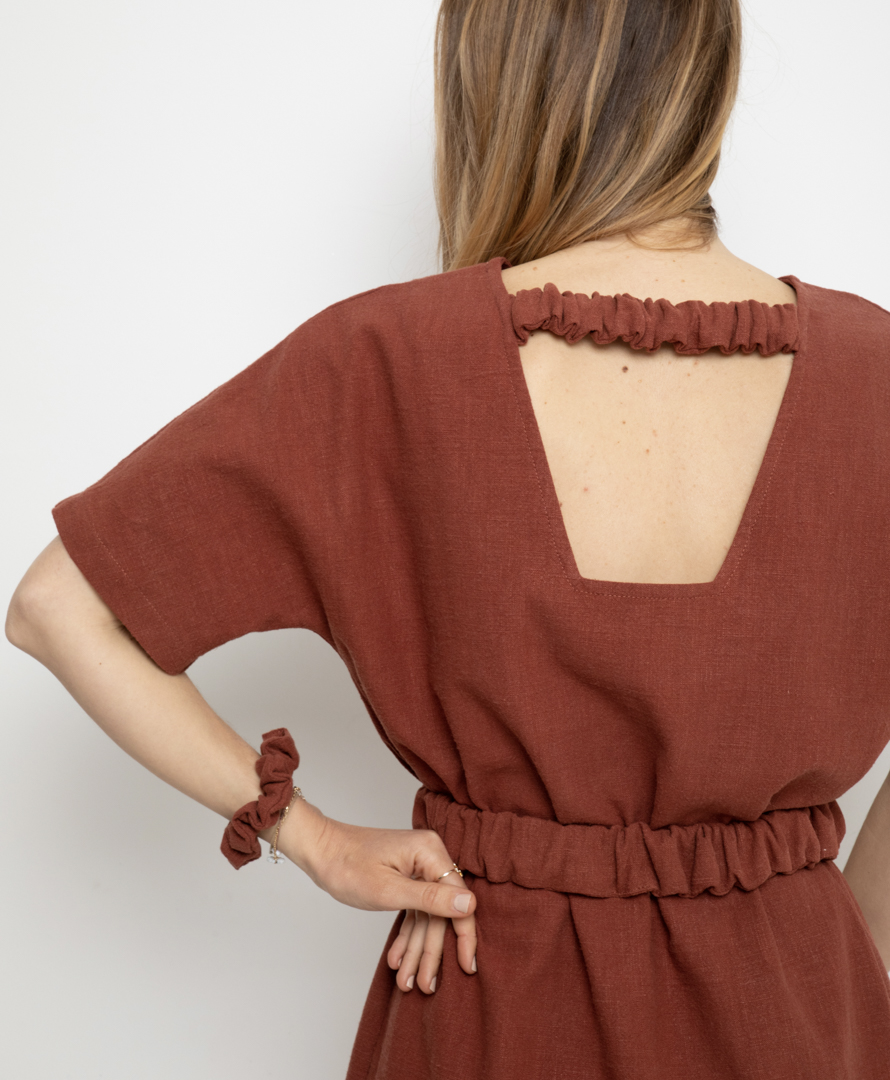 Robe Sépia - 100% Lin - fabriquée en France