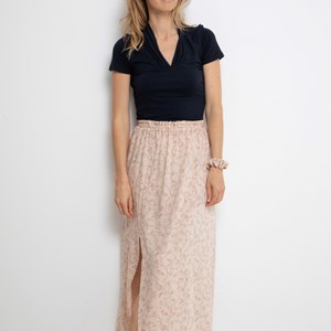 Jupe midi blush imprimée fendue 100% Viscose EcoVero - Mélanie