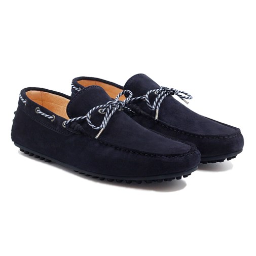 Mocassins tradition cuir daim bleu